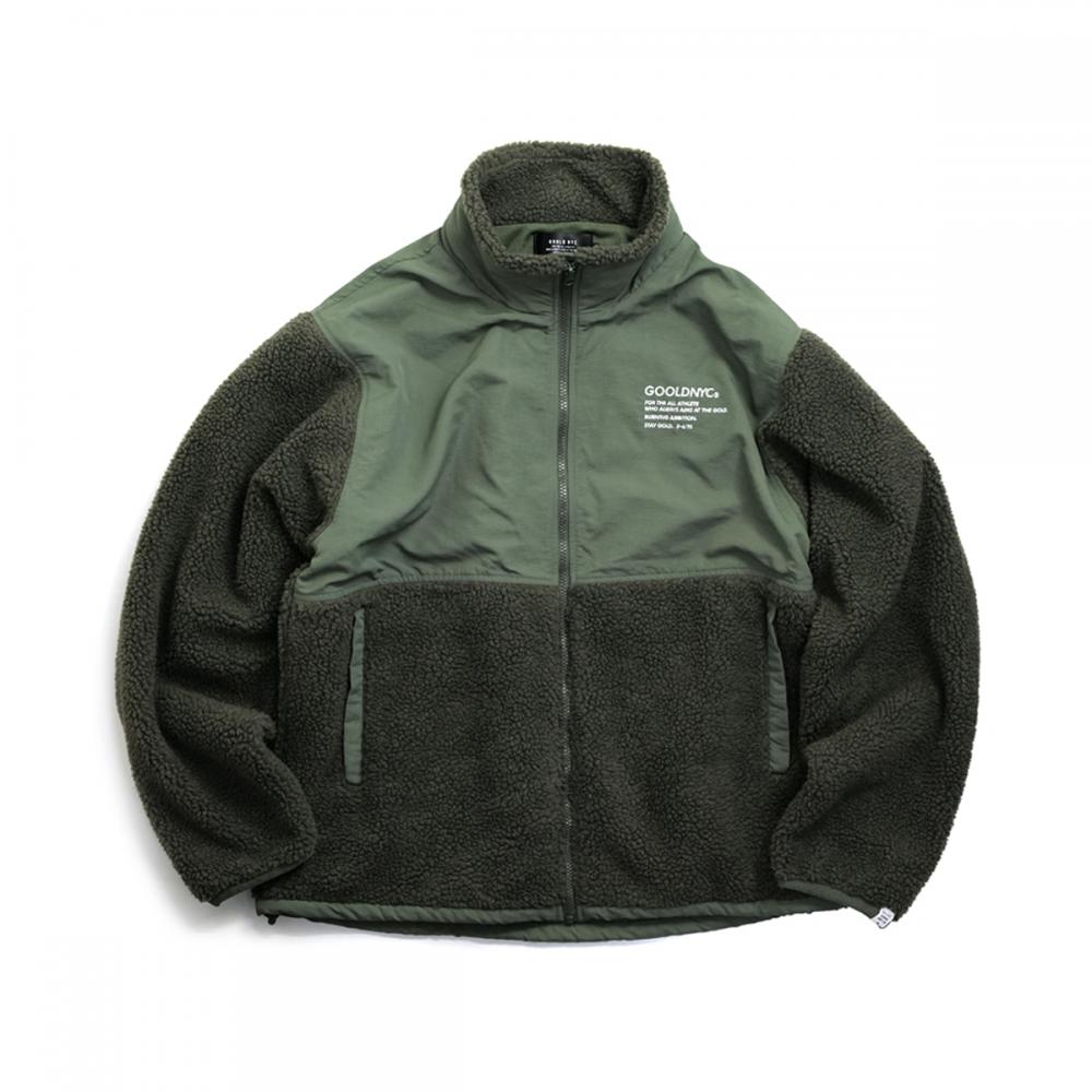 Sheep Boa Fleece Jacket(GREEN)